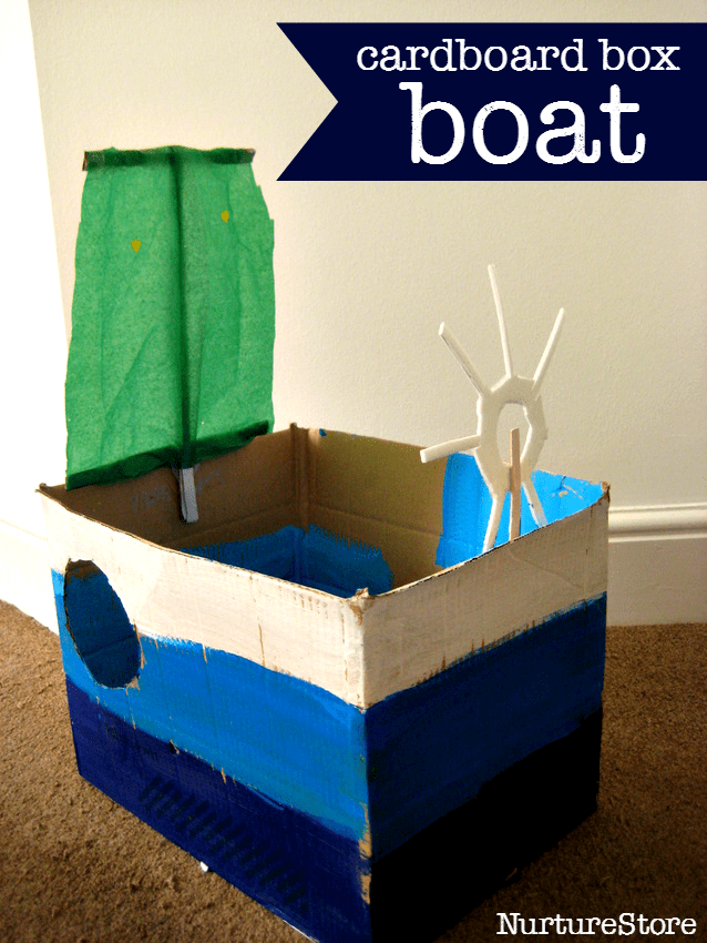 How to make a simple cardboard box boat craft - junk model boat