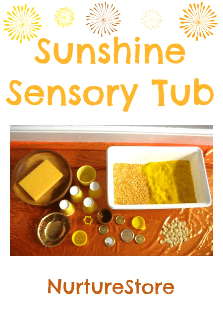 sun theme senosry play :: summer sensory tub :: summer solstice for kids