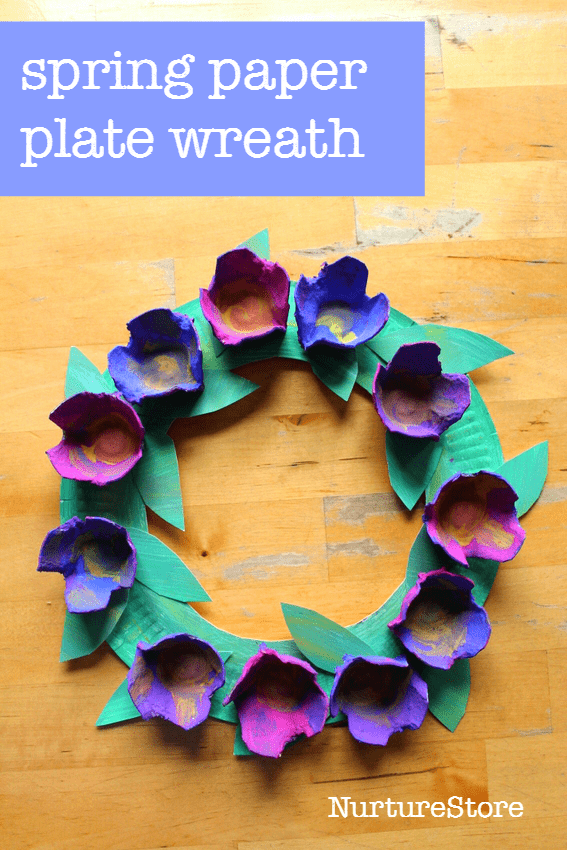 Paper plate spring wreath for preschool - NurtureStore