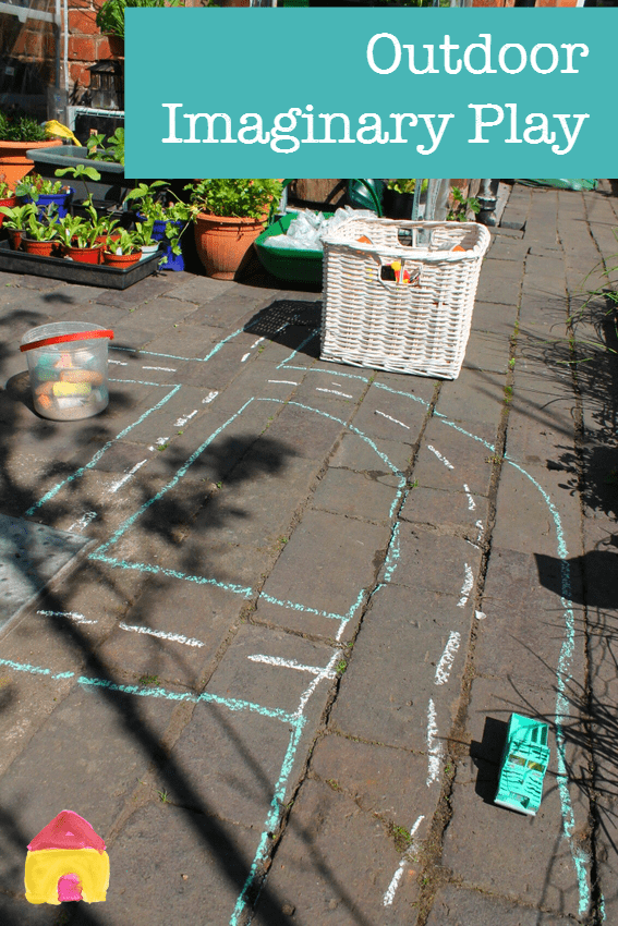 Outdoor imaginary play using chalk - NurtureStore