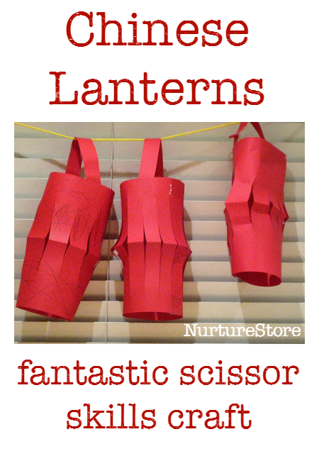 chinese lanterns paper lanterns - great scissor skills activity and fun Chinese New Year craft