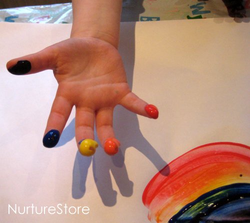 Rainbow Kids Handprints, Finger Paint Tumbler