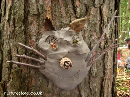 Clay face sculptures forest school craft - NurtureStore