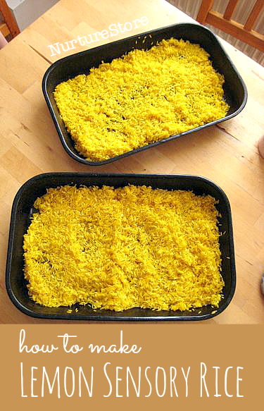 how to make lemon scented rice for a lemon sensory tub