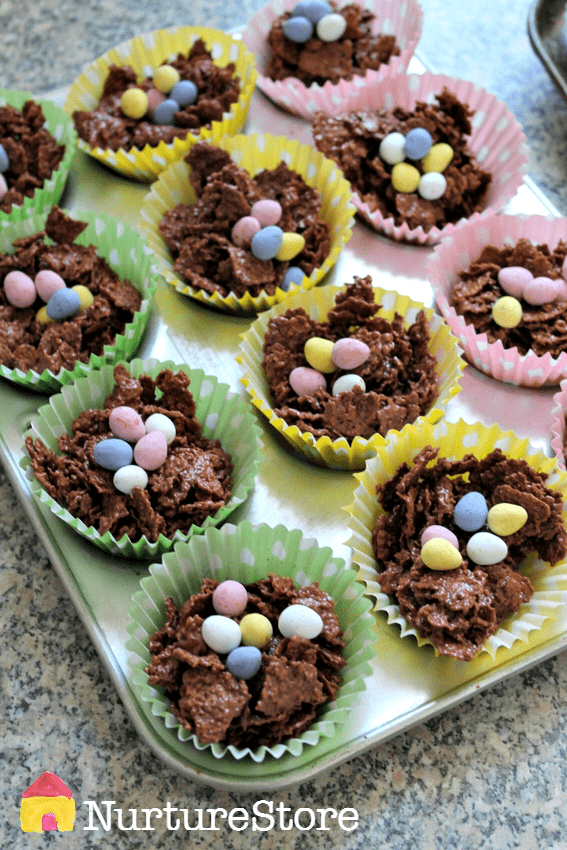 Easter nest cakes recipe :: crispy cakes recipe :: Easter cakes