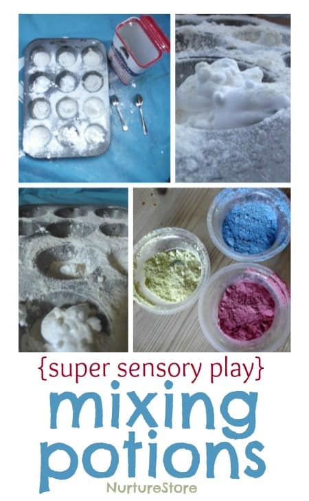 A super idea for sensory play : mixing potions!