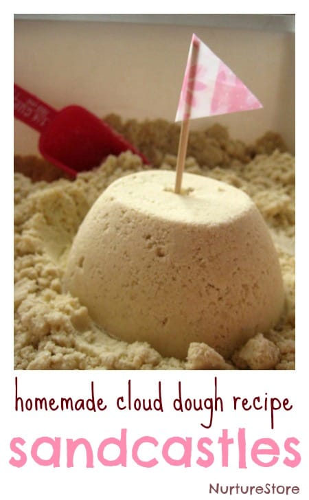 sandcastle messy play cloud dough recipe