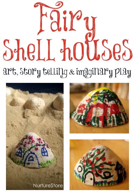 A lovely idea for fairy houses made from shells - mixing art, story telling and imaginary play.