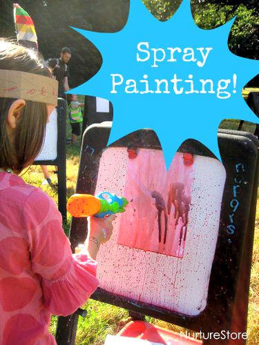 spray painting messy art ideas