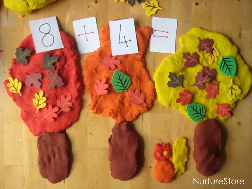 fall play dough math games