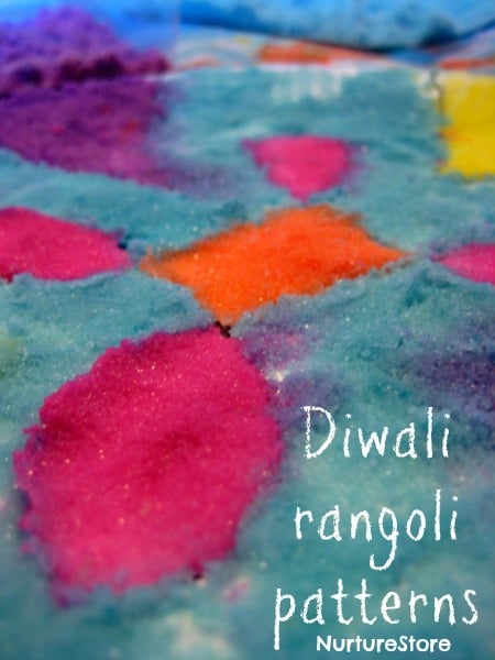 Gorgeous rangoli patterns for Diwali, made with DIY colored salt