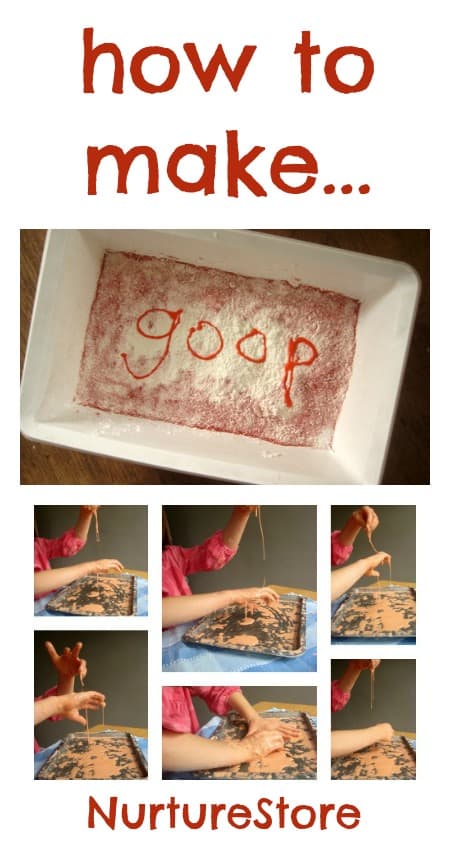 How to make goop recipe, plus messy play ideas (also know as oobleck!)