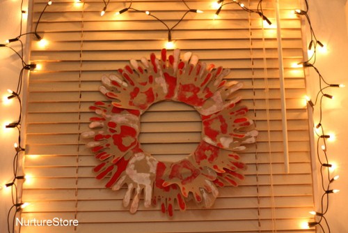 hand print Christmas wreath decoration