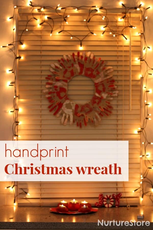 Easy to make and beautiful: handprint Christmas wreath