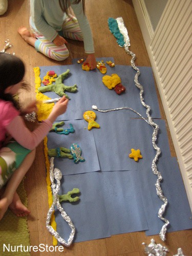 roll of paper project play dough mural