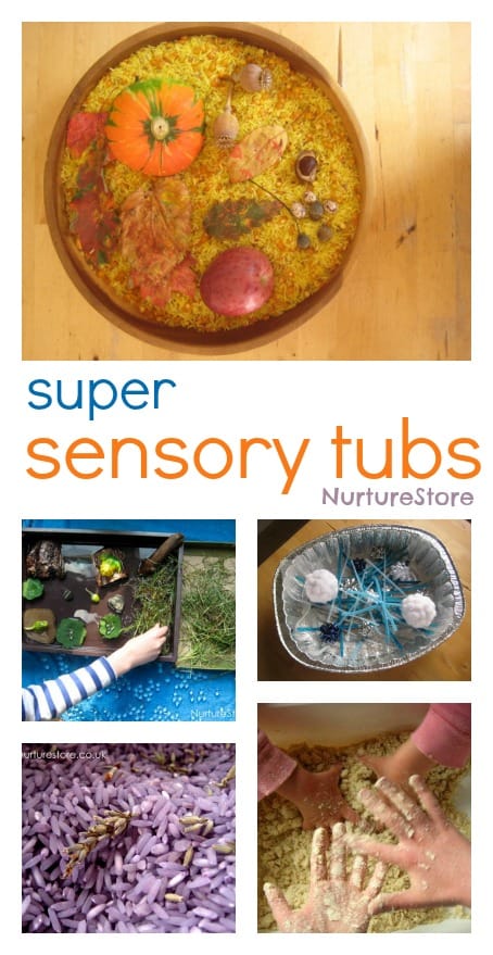 Really ideas for how to make sensory tubs for babies, toddlers and big kids. | NurtureStore :: inspiration for kids