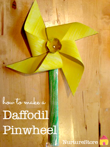 Beautiful daffodil pinwheels :: St David's Day craft - NurtureStore