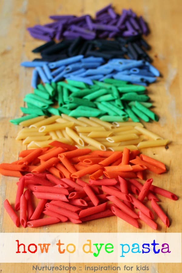 How to dye pasta for a rainbow sensory tub NurtureStore