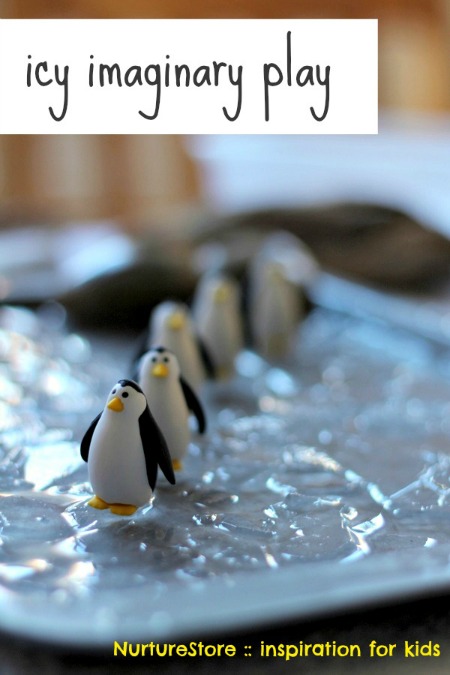 Fun Antarctic theme penguin pretend play with ice