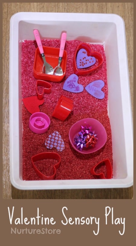 Valentine sensory tub for babies and toddlers, in four easy steps, using things you already have. Fun, simple play. | NurtureStore
