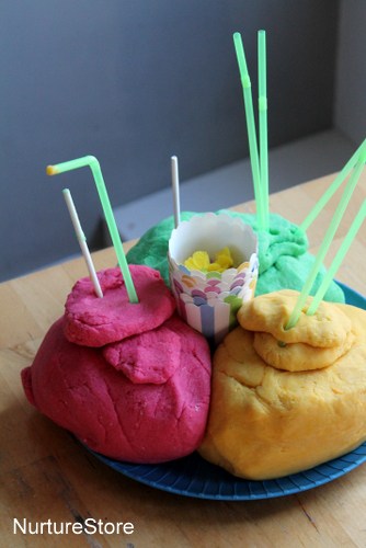 play dough cake sensory play