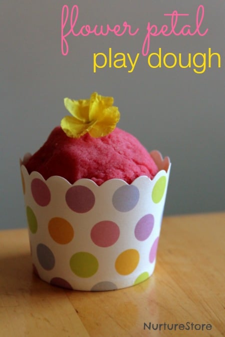 Spring play dough with flowers - love this recipe for homemade playdough