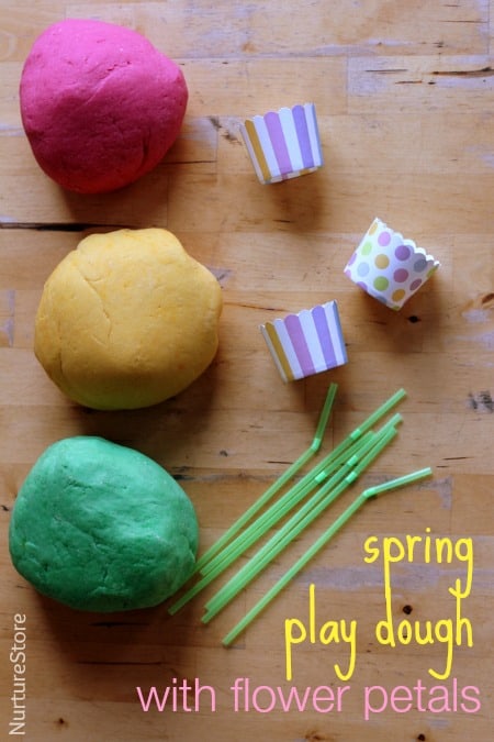 Spring playdough with flowers - love this recipe and invitation to play