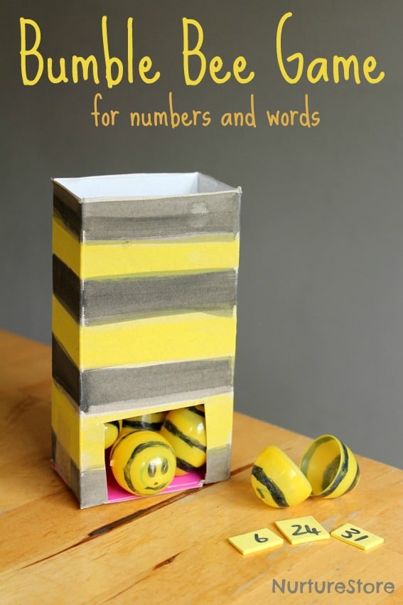 Fun bumble bee game for numbers and words. Great spelling or math game.