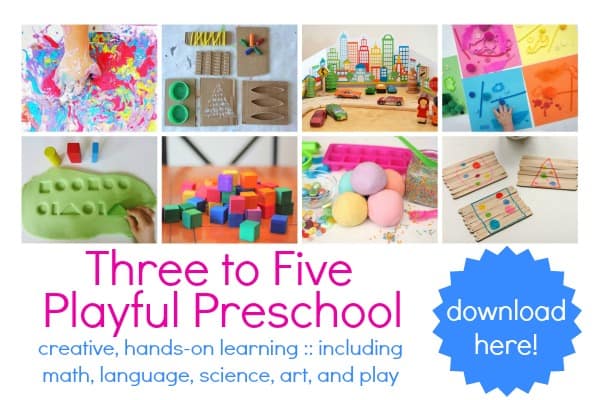 An excellent resource of preschool activities, toghether with 10 printables. Includes math, literacy, art, science and play ideas for thre to fice year olds. Click through to download your copy.