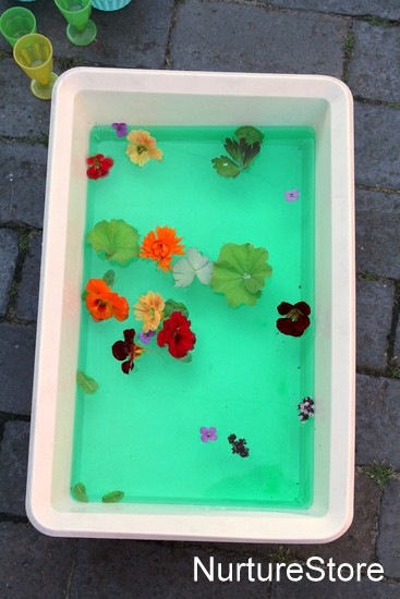 flower sensory tub water play