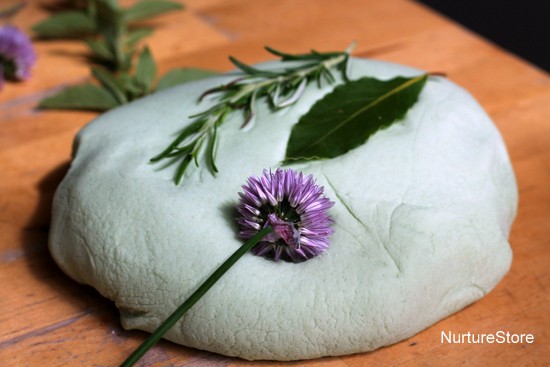 play dough leaf printing