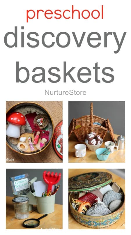 Great ideas for preschool discover baskets: for imaginary play, storytelling, science and math