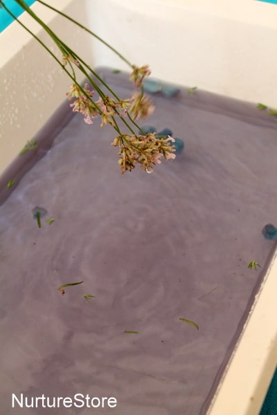 cooling lavender sensory tub water play