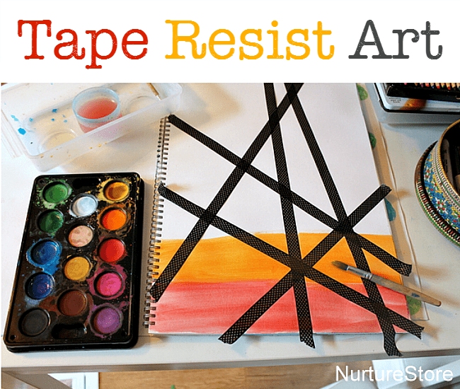 Tape Resist Art with Watercolors - Mess for Less