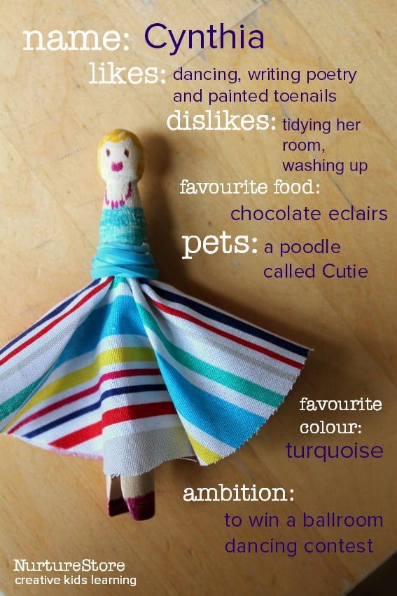 Creative writing for kids using a simple peg doll craft