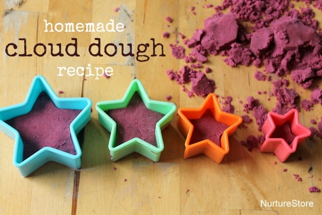 Great homemade cloud dough recipe (moon sand, kinetic sand) - great for kids sensory play activities