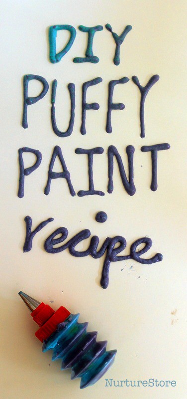 homemade puffy paint recipe - easy, ready in 2 minutes, no mincrowave needed - great for sensory play!