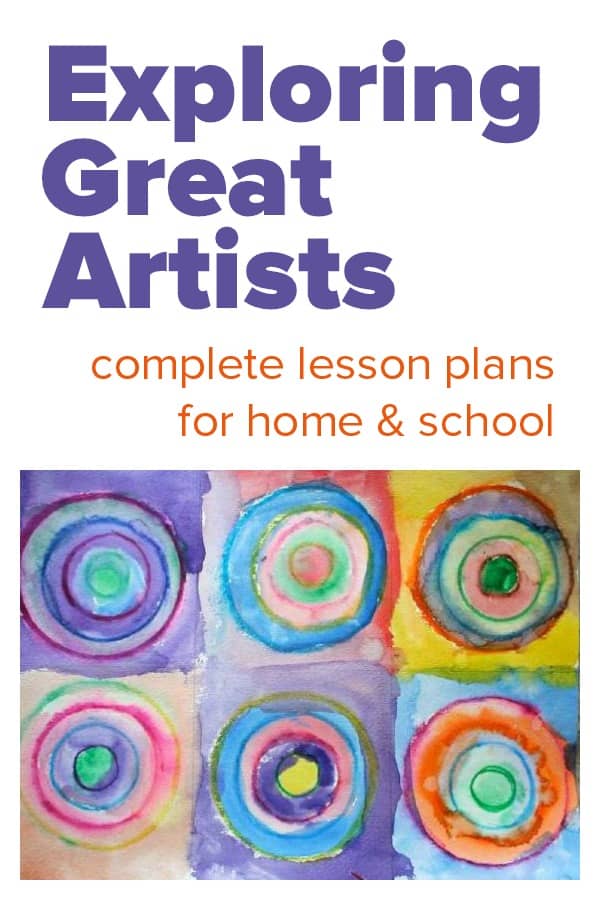 Complete art lessons for exploring great artists :: artist profiles, creative art projects, supply lists. 25 great artists.