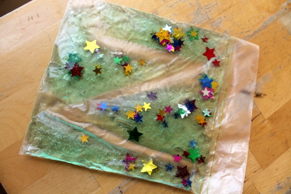 sensory play with gel bags