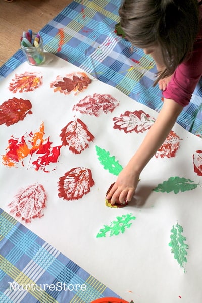 Autumn leaf print crafts - NurtureStore