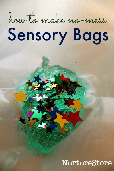 no mess sensory play :: how to make sensory discovery bags