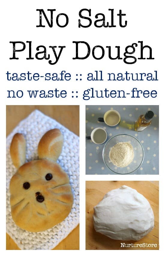 No salt play dough recipe :: homemade play dough, all natural ingredients, taste safe, gluten free option