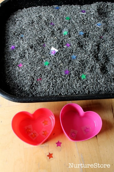 night sky rice sensory tub