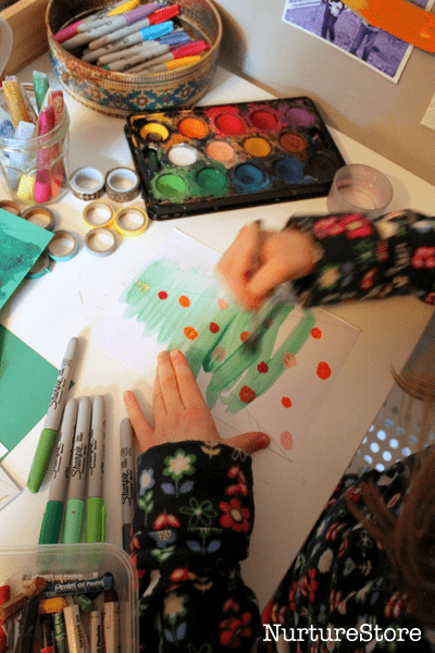 watercolor christmas tree craft