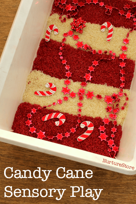 Candy cane sensory play for christmas