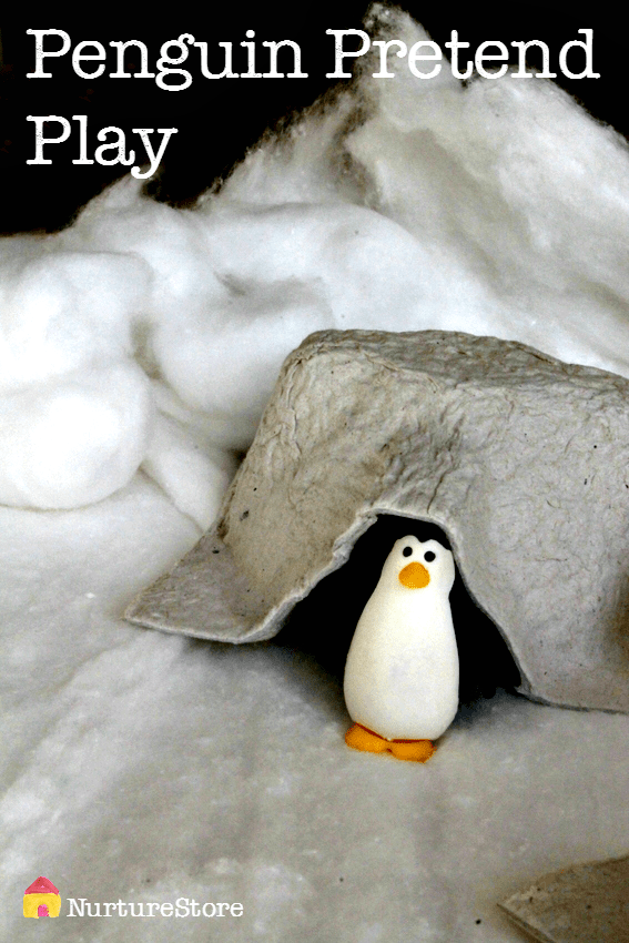 Penguin pretend play - great winter sensory play idea