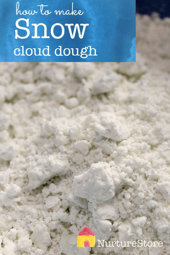 how to make snow cloud dough recipe - great for winter sensory play