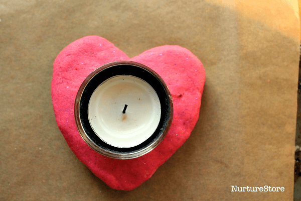 salt dough candle holders valentine craft