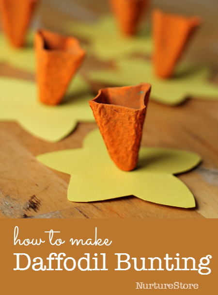 Beautiful and easy spring craft for kids - how to make daffodil bunting (makes a great daffodil crafts for preschool)