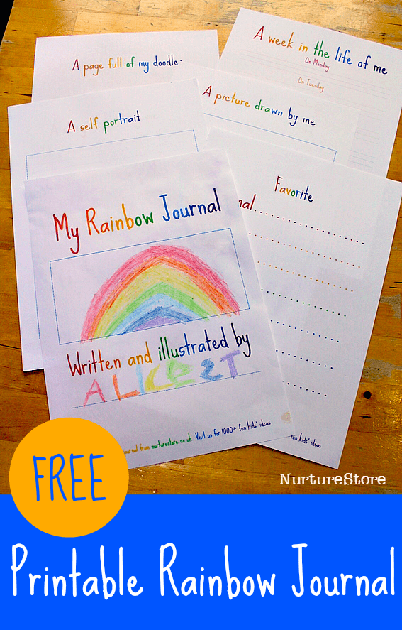 Free printable rainbow journal pages for kids - great writing prompts for kids